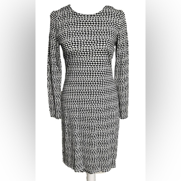 Banana Republic Black White Silk Long Sleeve Women’s  Shift Dress (Sz 0) - Picture 3 of 13